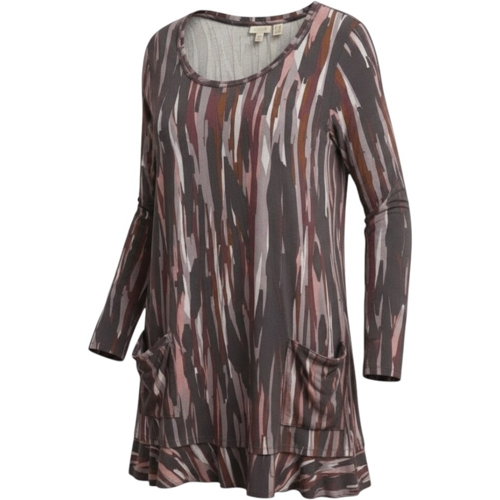 LOGO by Lori Goldstein Long Sleeve Slouchy Abstract Ryon Blend Tunic Blouse 1X
